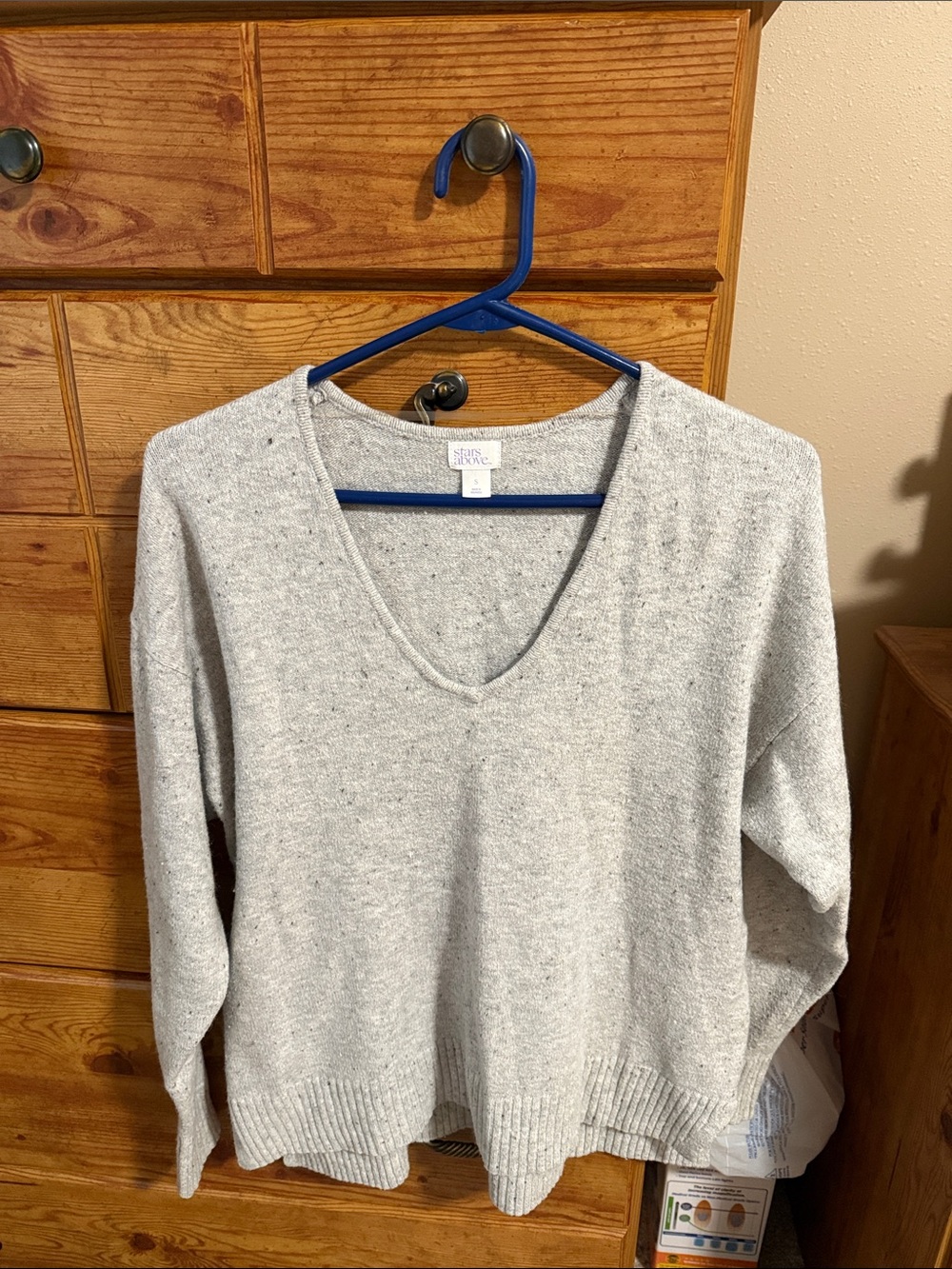 Stars and Above Brand -Soft V-Neck Gray Women's Sweater